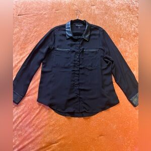 Laundry by Shelli Segal Sheer Long Sleeve Button Up Shirt Size L